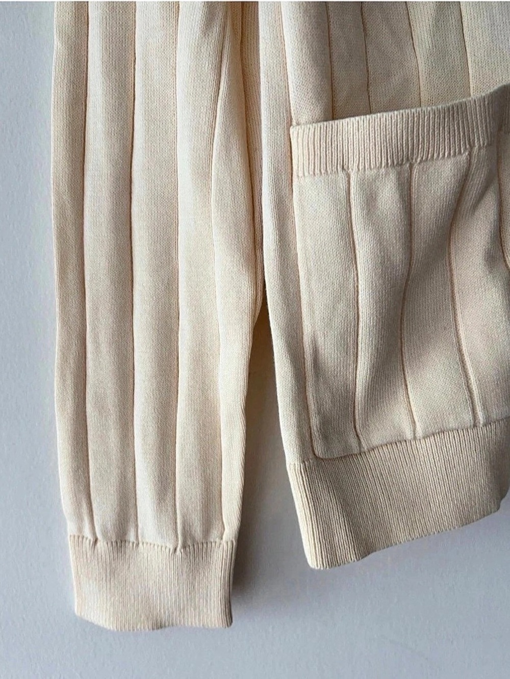 Kule Cream Ribbed Cardigan Size S - Picture 6 of 7